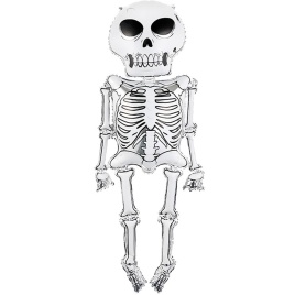 Шар фольгированный ходячая фигура, Скелет, Белый 62"/157см Fa