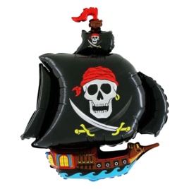 Шар фольгированный фигура Пиратский корабль черный 41"/104 см FM