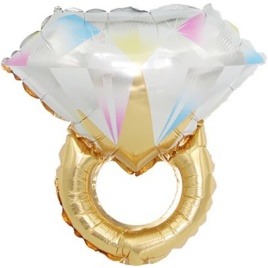 Шар фольгированный фигура, Кольцо с бриллиантом, Золото 27''/69 см Fa