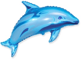 Шар фольгированный фигура Дельфин синий 37"/94 см FM