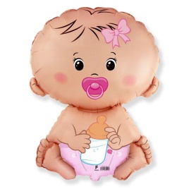Шар фольгированный фигура Малыш девочка розовый 26"/66 см FM
