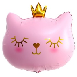 Шар фольгированный фигура Котенок Принцесса, Розовый 30"/76 см Fa