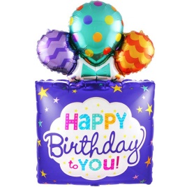 Шар фольгированный фигура, Подарок на День Рождения, Фиолетовый 42''/107 см Fa