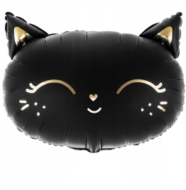 Шар фольгированный фигура, Голова, Магический котенок, Черный 19"/48 см Fa
